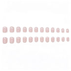 24pcs Short Square French manicure with Pink Nails