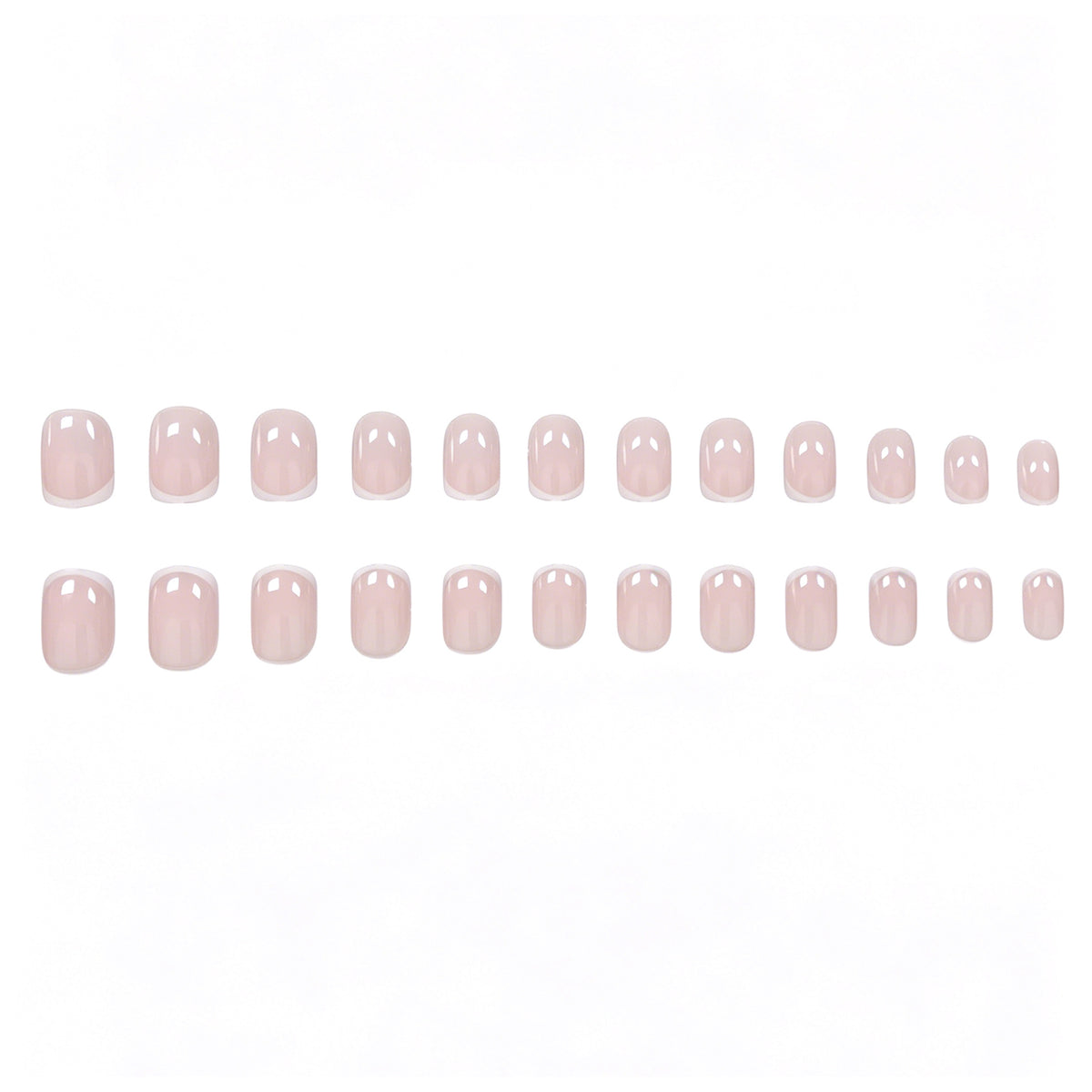 24pcs Short Square French manicure with Pink Nails