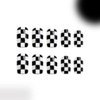 24pcs Short Square black-white striped Nails