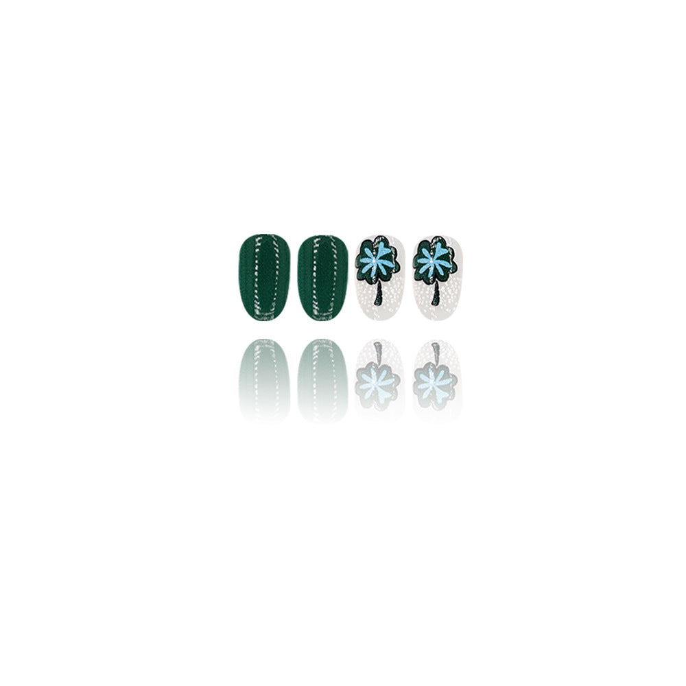 24pcs St. Patrick's Four-leaf clover Versatile nails