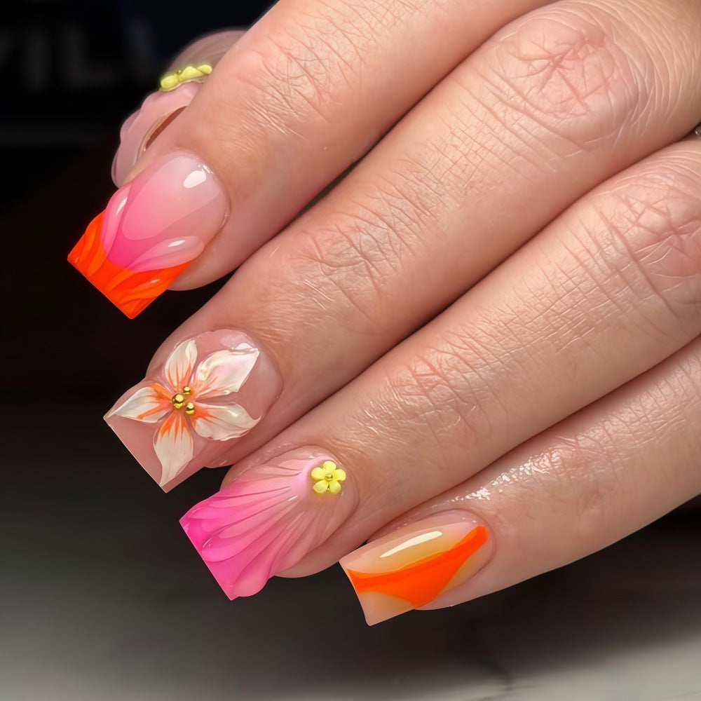 Pink-orange nails
