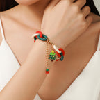 Christmas bracelet - red and green acrylic bracelet with snowflake bells - gift decoration for Christmas