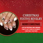 24pcs Short Almond-white French candy Christmas Nails
