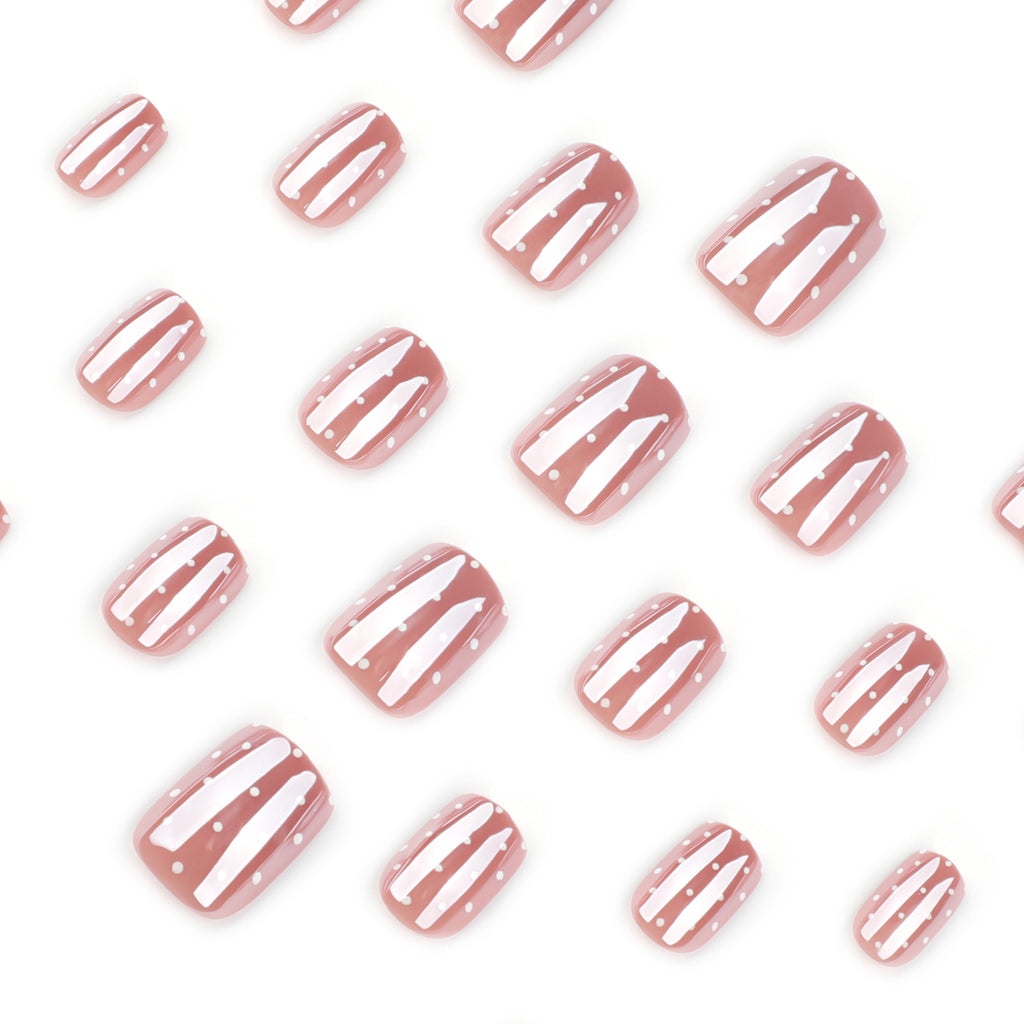 Aurora Milk Polka Dot nails