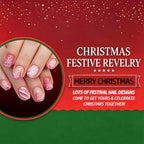 24pcs Short Square Powder Christmas Stripe Nails