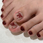 Bows flower-shaped toe nails