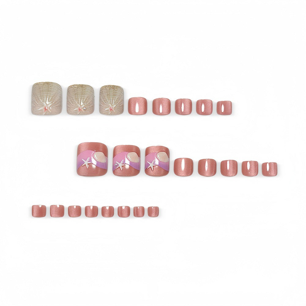 Pink Cat-eye shell Sea star Toes nails
