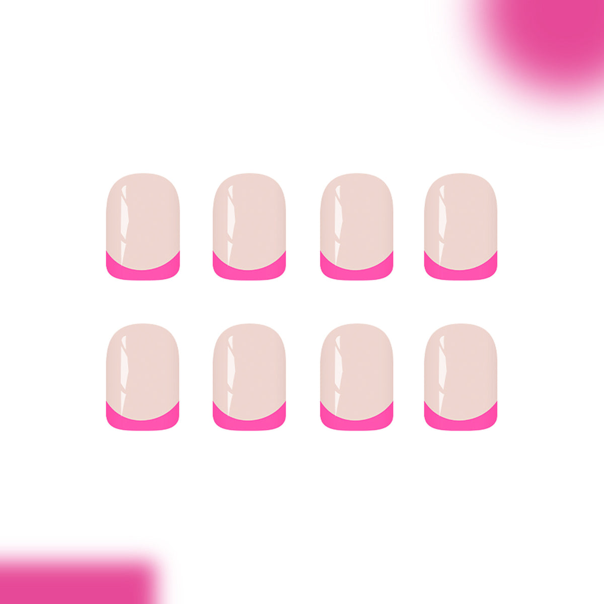 Short Square White French Multi-purpose Nails
