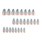 French Light Blue Ombre Almond Long nails