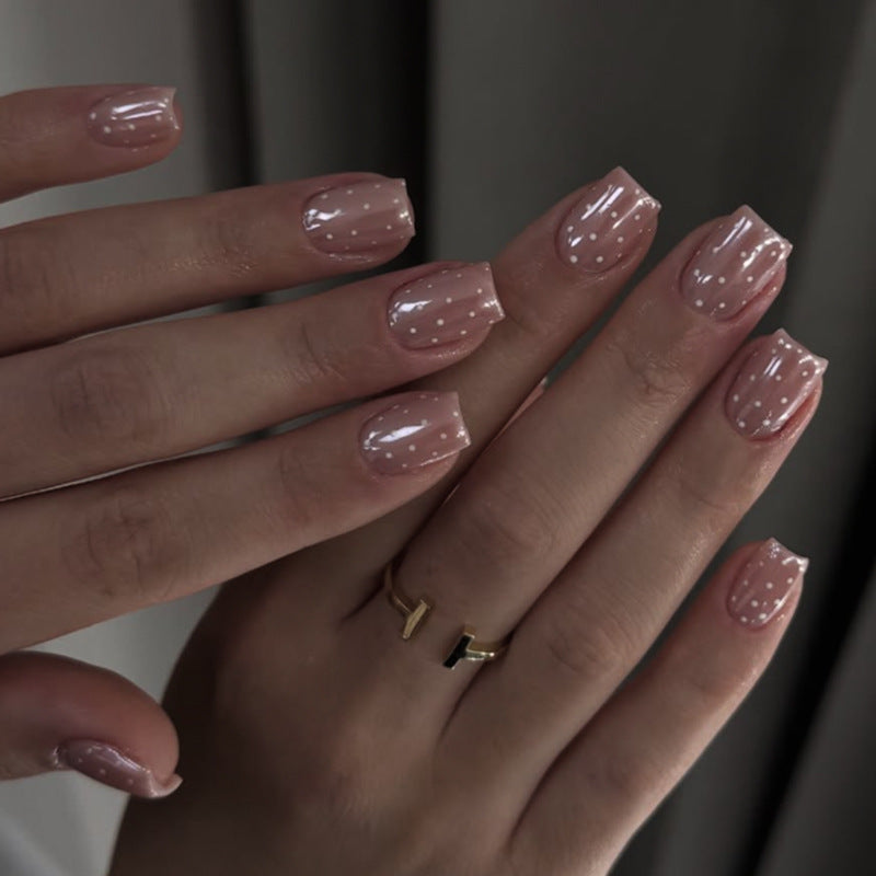 Aurora Milk Polka Dot nails
