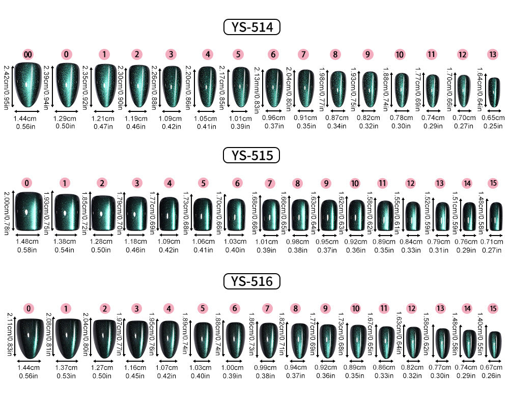 30 pcs Cat eye solid Square Nails YS-515 set1