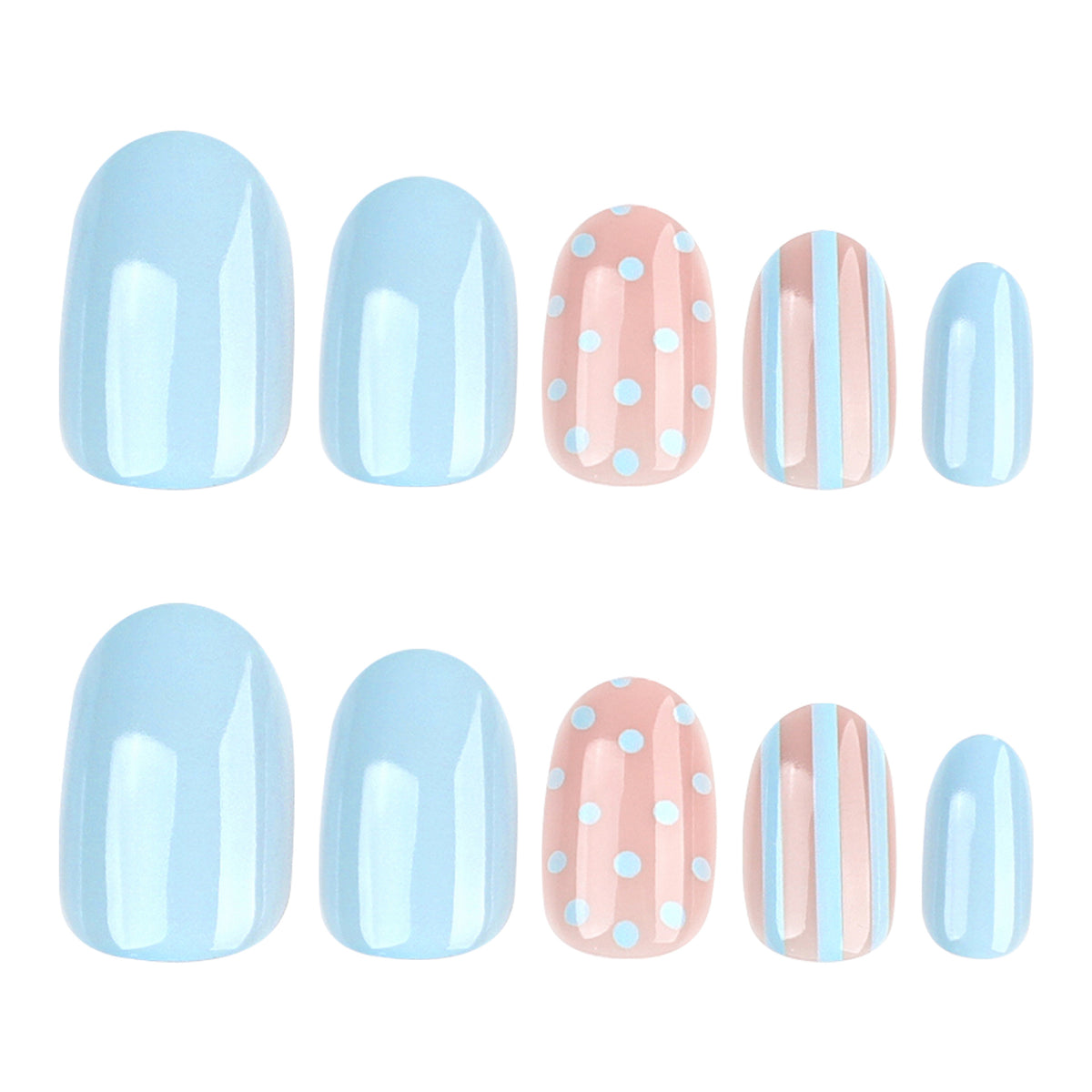 Light blue polka dot nails
