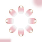 24pcs Short Glossy Square Nails with Gradient white edge French Glitter