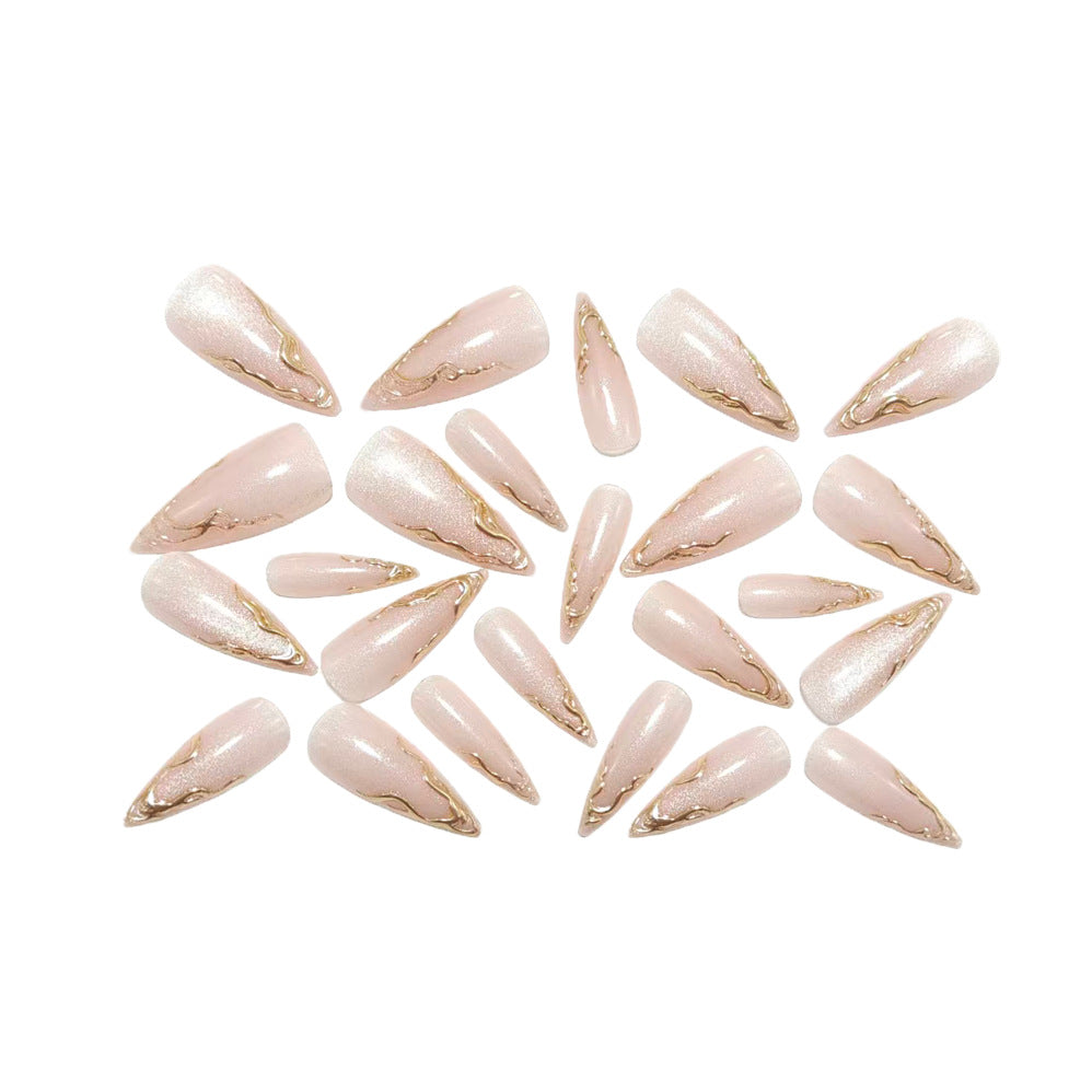 Nude pink gold-plated nails