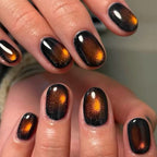 Brown Cat-eye Short nails