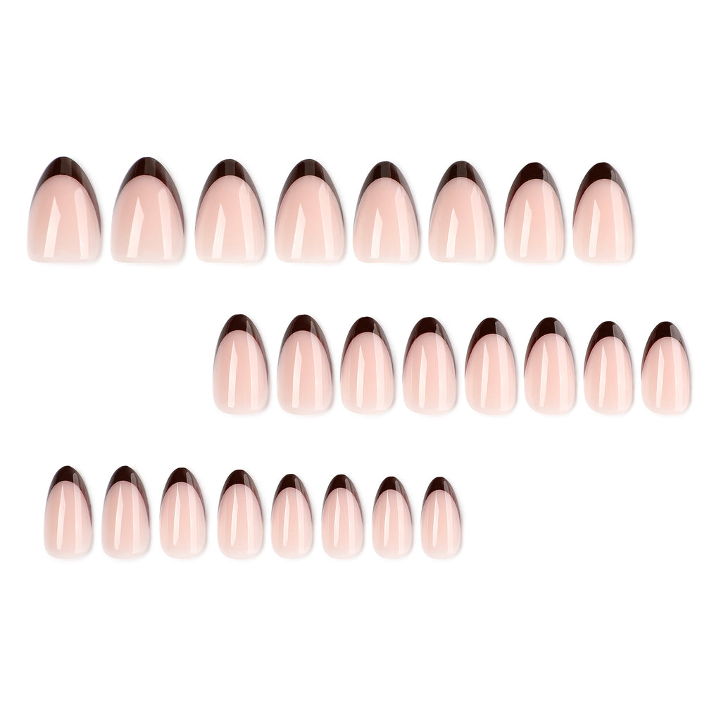 Black and red French-style nails