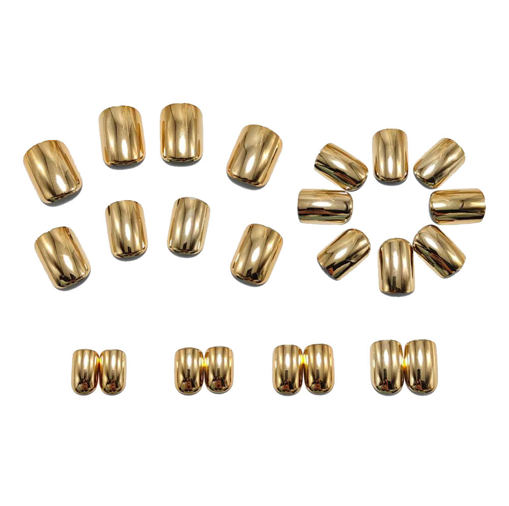 24 pcs Short Squoval shaped Nails in gold color