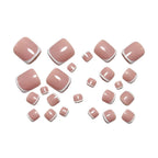 24pcs White-edge French-style Toes nails