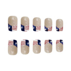 American flag Independence Day French Short Nails