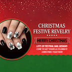 24pcs Short Square Black and white snowflake Christmas Nails
