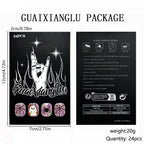 24pcs Short Square purple Halloween Spider Nails