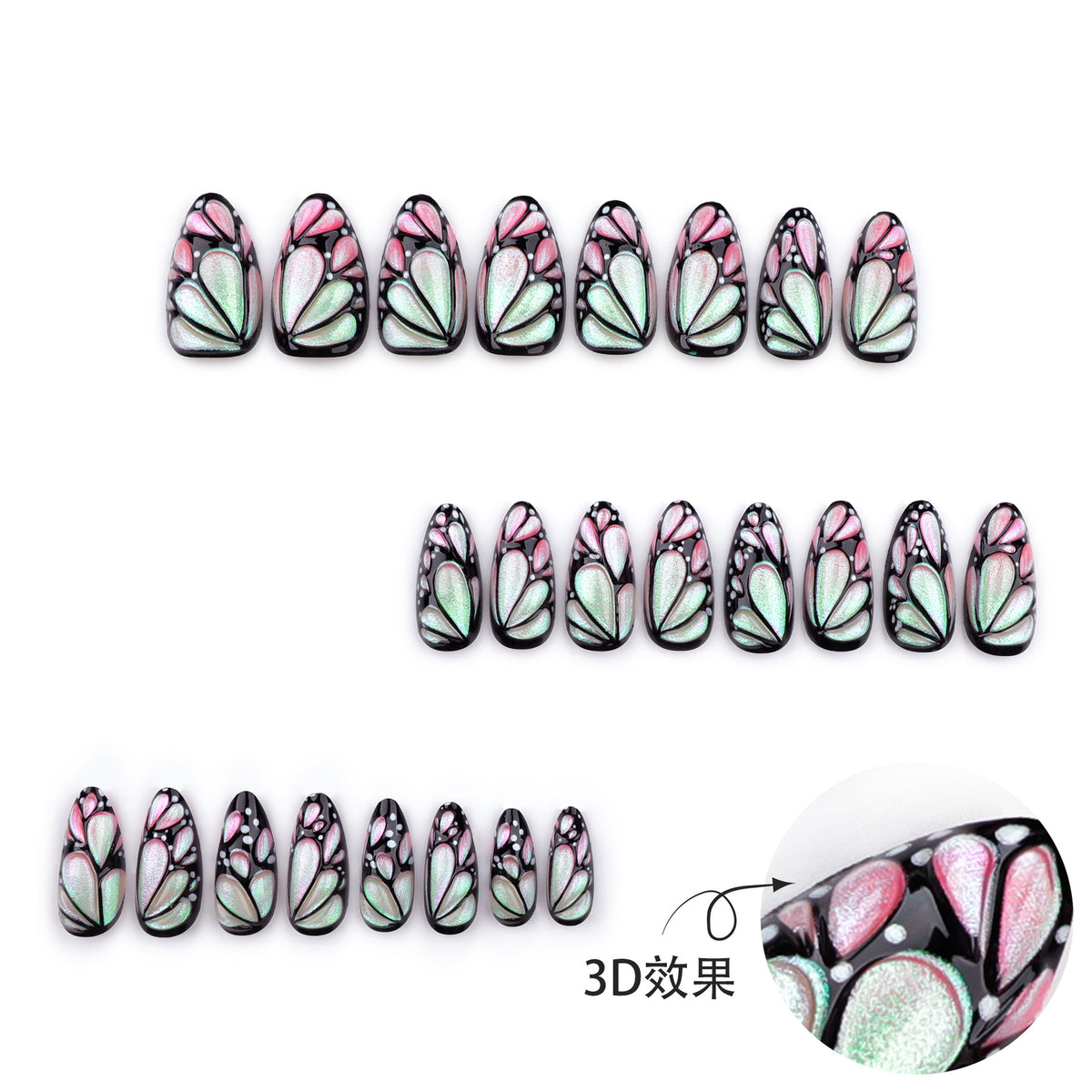 Pearlescent powder gradient nails