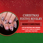 24pcs Short Oval Black French tip Glitter Plaid Christmas nails