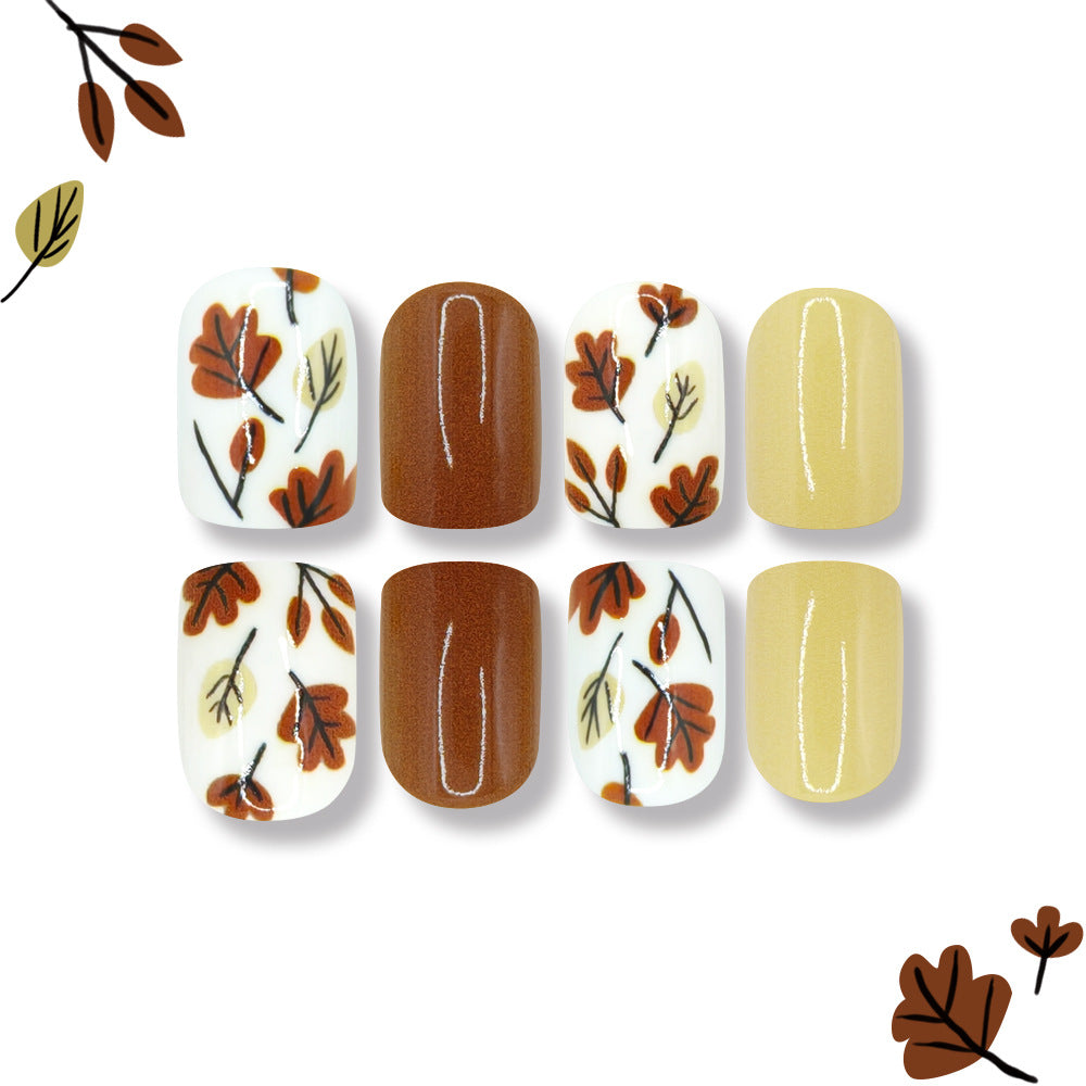 Autumn Maple Brown short nails