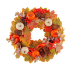 Autumn pumpkin pinecone wreath door and window decorations Thanksgiving