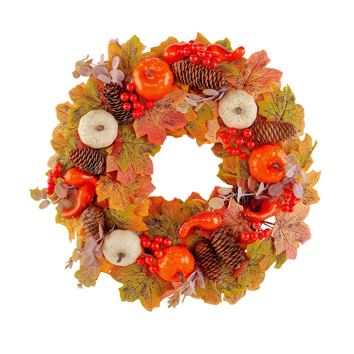 Autumn pumpkin pinecone wreath door and window decorations Thanksgiving