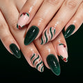 24pcs Green Christmas Tree Diagonal Stripes nails