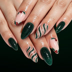 24pcs Green Christmas Tree Diagonal Stripes nails