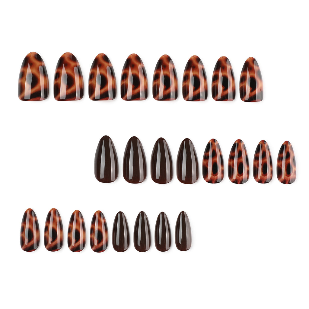 24pcs Leopard Maillard Fall&winter nails