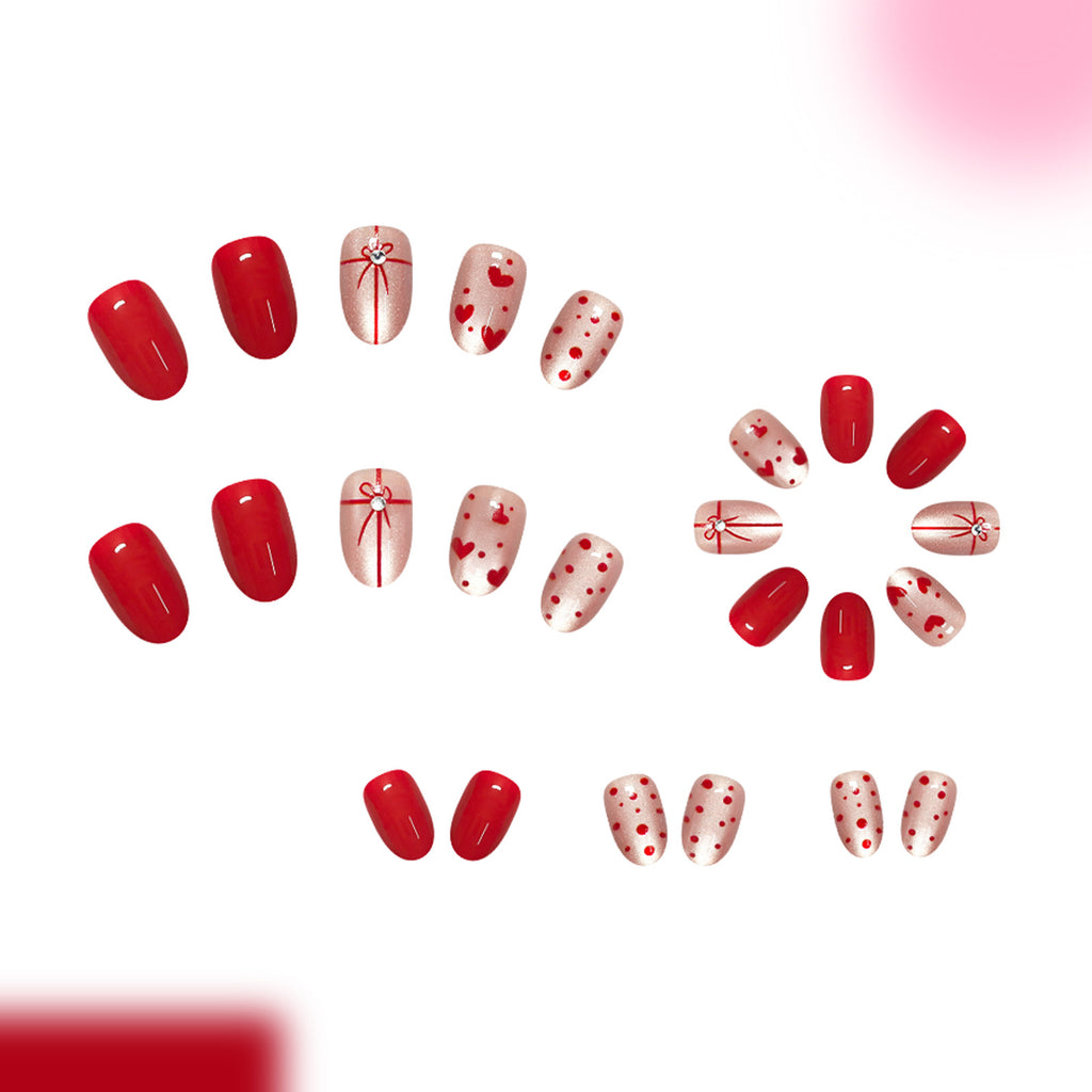 Heart-shaped ribbon nails