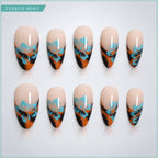 Blue-brown leopard print nails