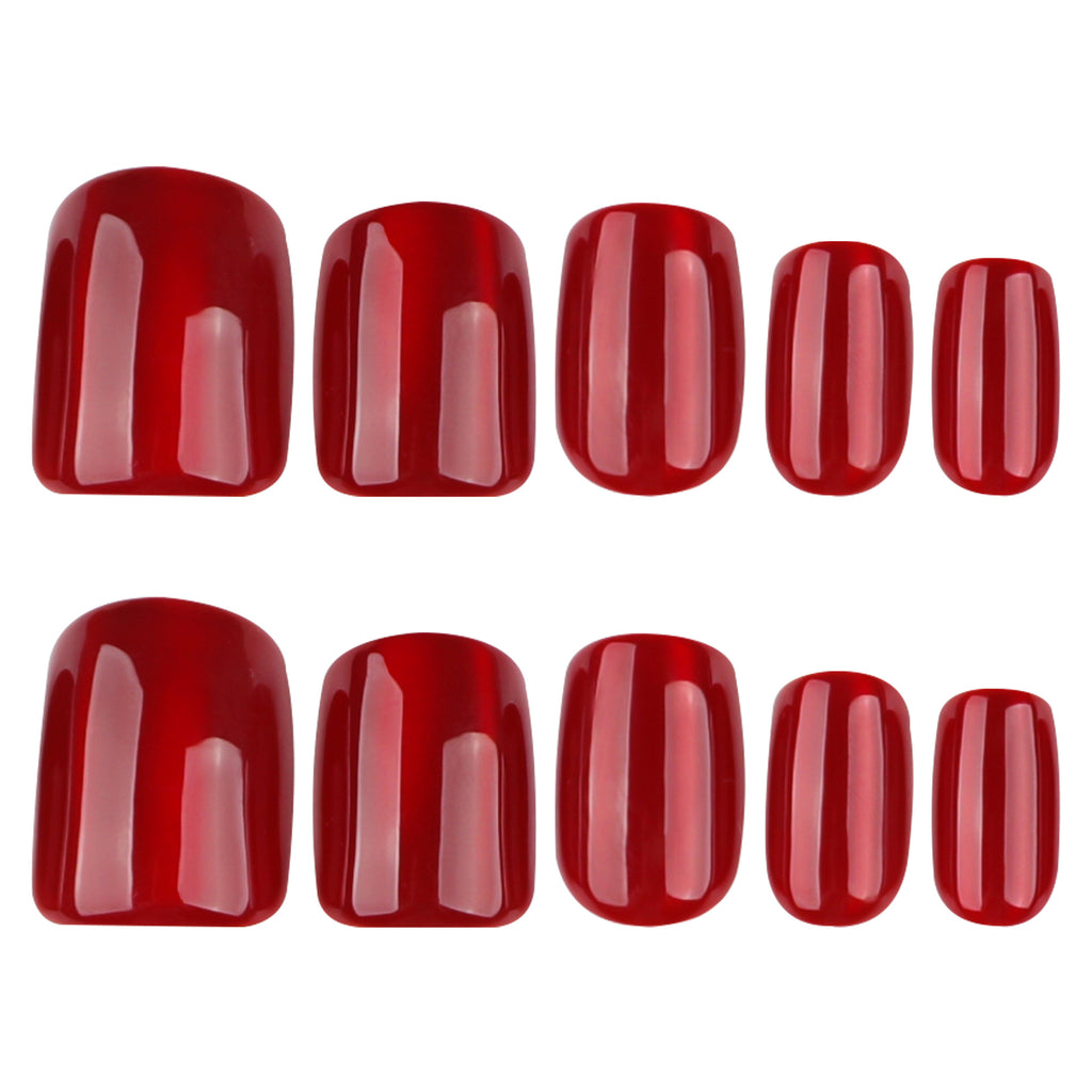 Wine-red cat's eye nails