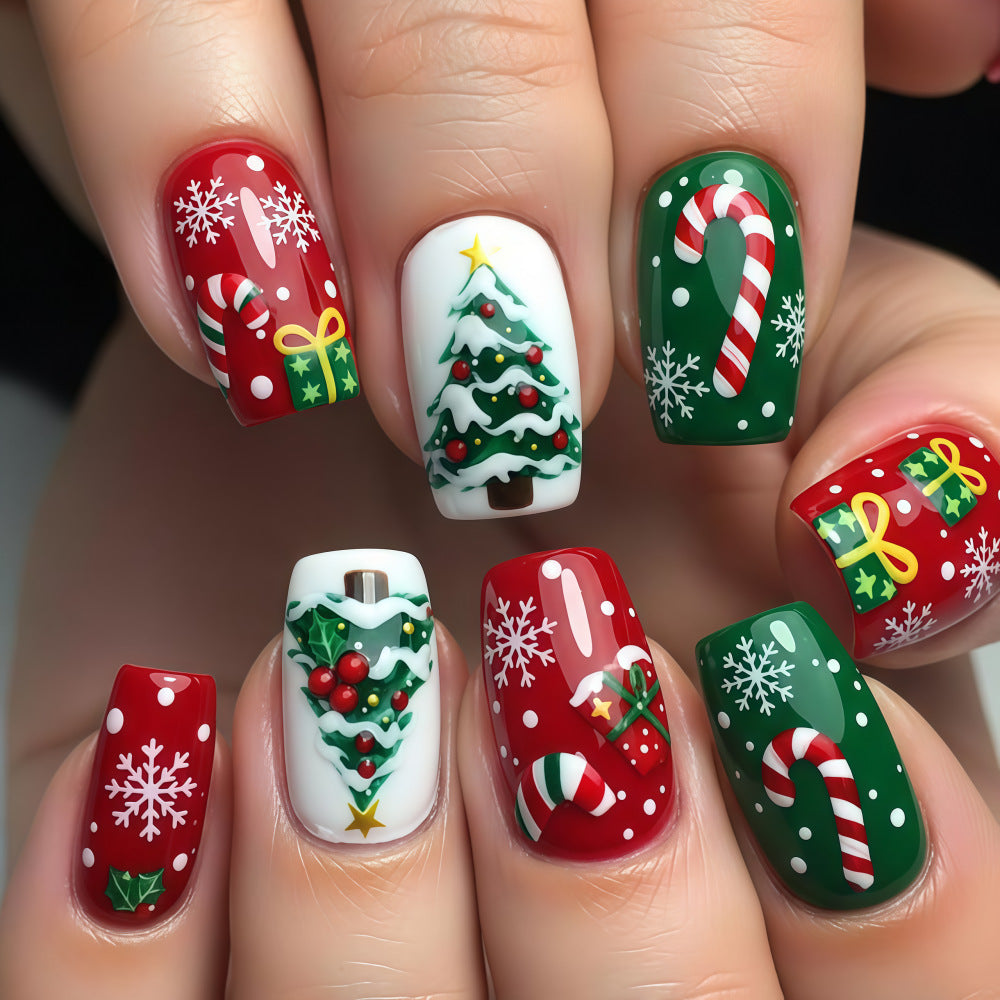 Snowflake Christmas Tree Nails