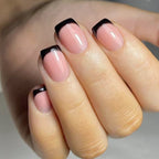 24pcs Short Square black lines French style nails