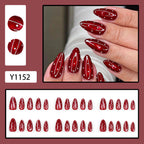 Wine-red polka dot nails