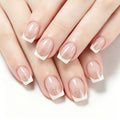 24 pcs Short Square Nude French Glitter nails