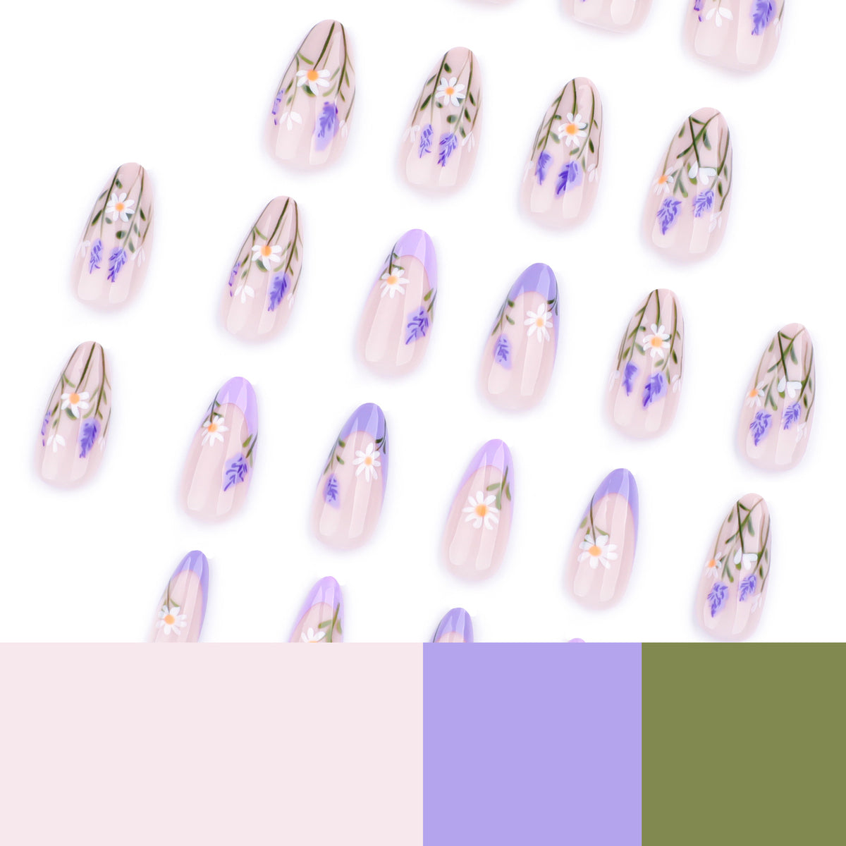 Purple phoenix-tailed flower nails