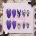 Purple Medium Almond Star nails