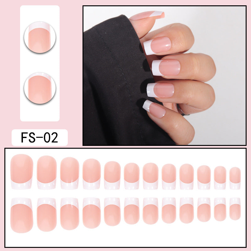 24pcs Square French-style long nail