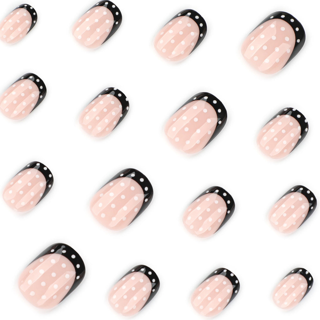 Pearl polka dot milk nails