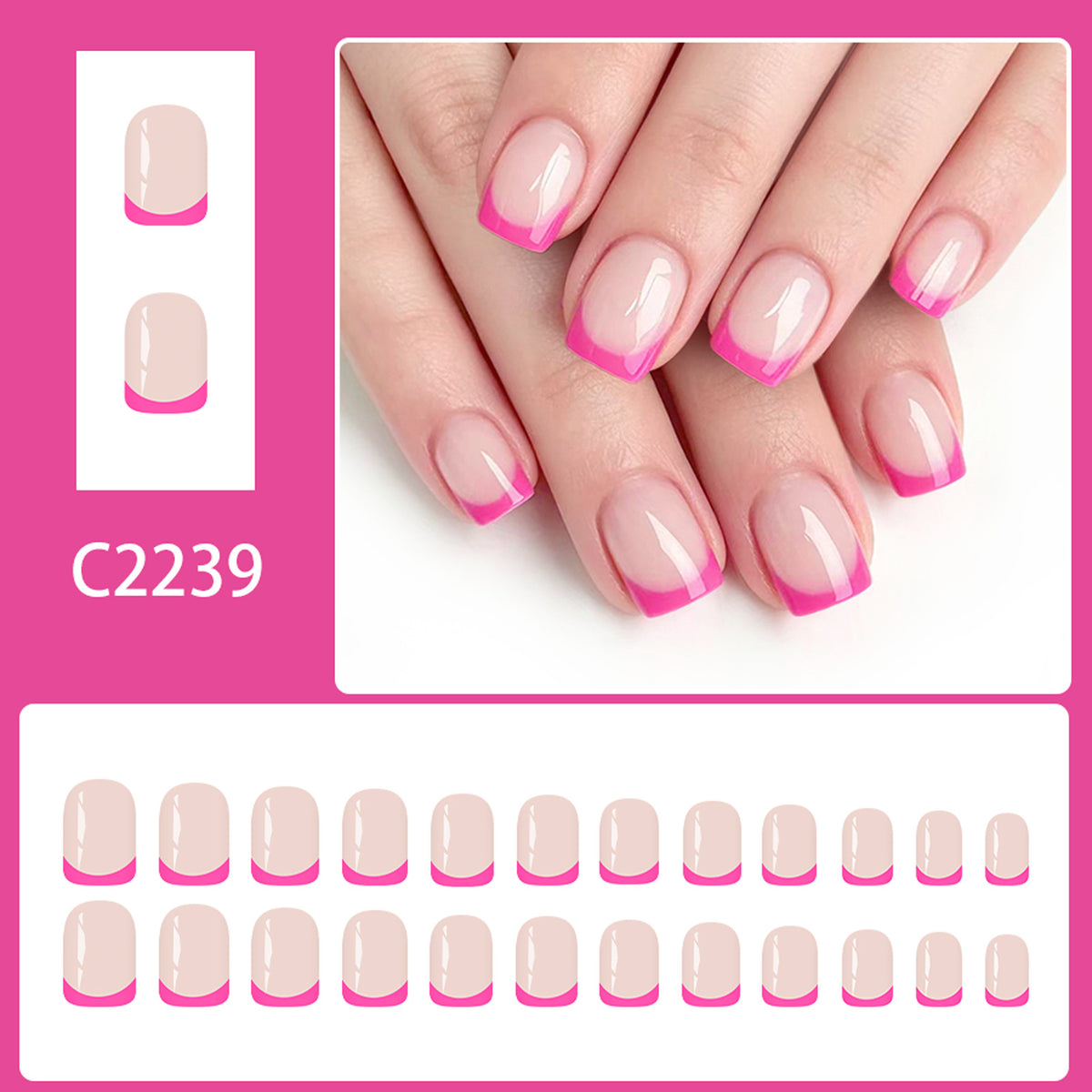 Short Square White French Multi-purpose Nails