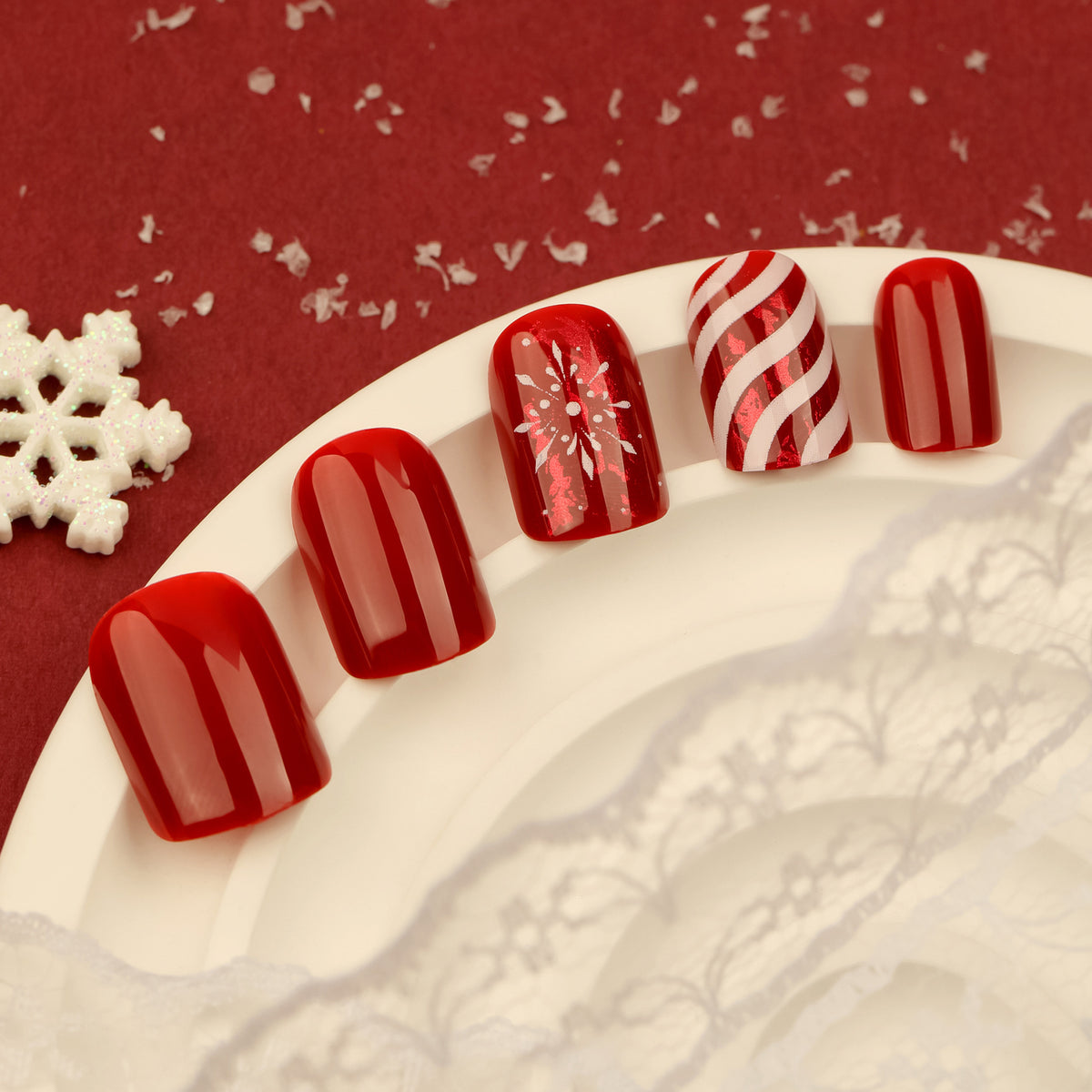 Red ribbon nails
