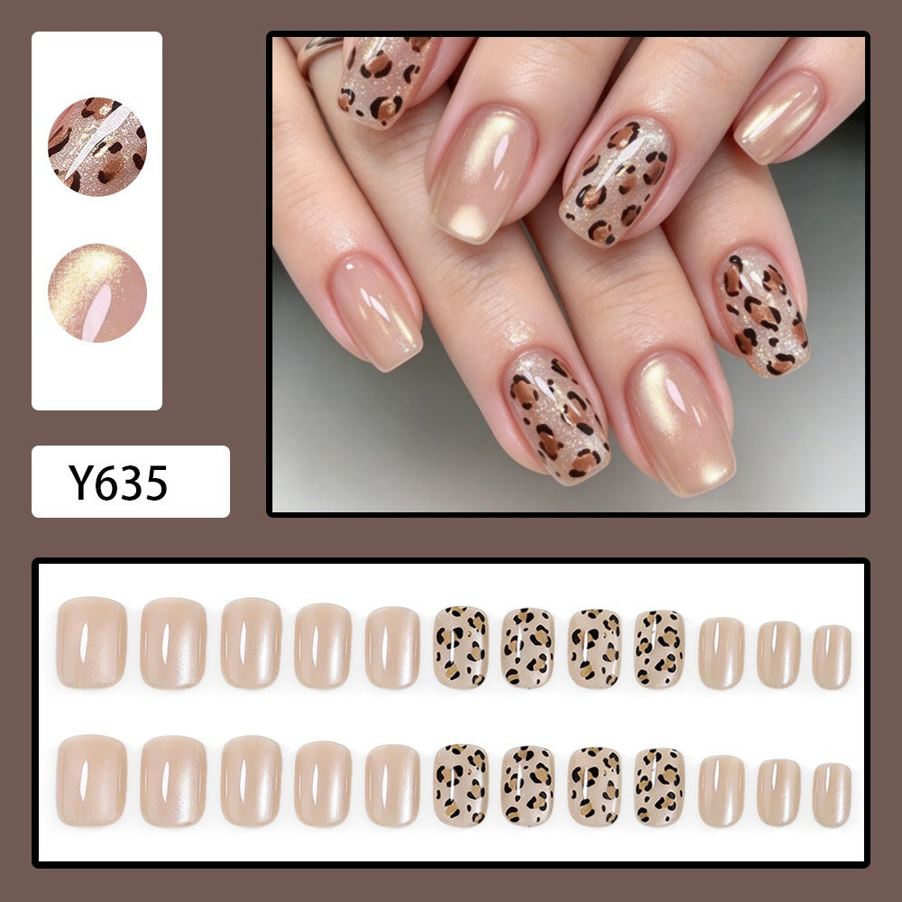 Crystal leopard print nails