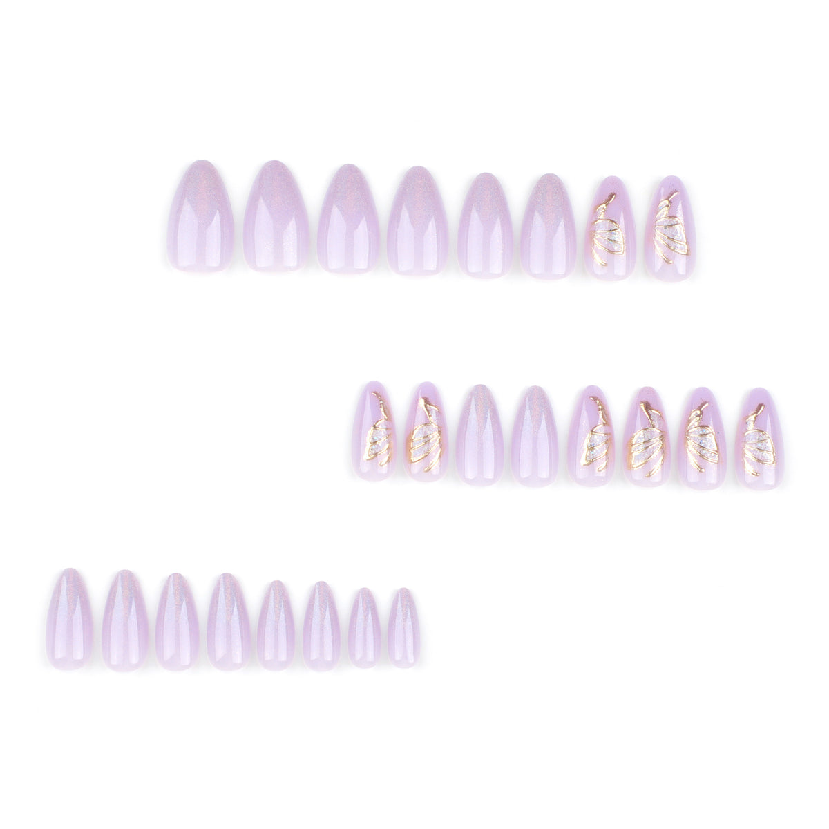Purple butterfly-shaped nails