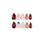 Red and blue dotted nails