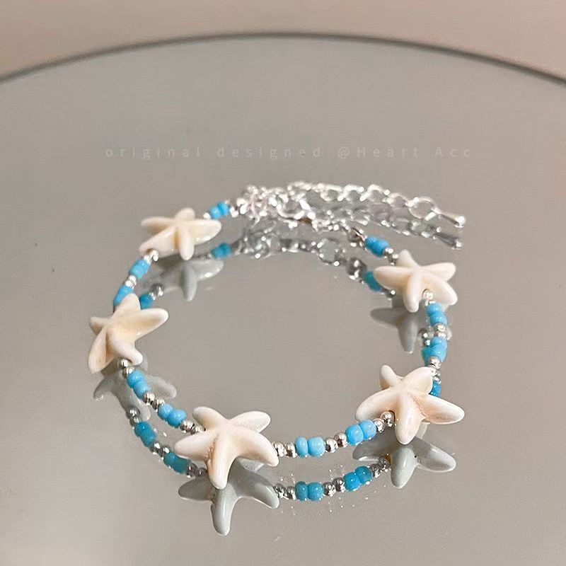 Beach vacation natural style starfish and shell bracelet